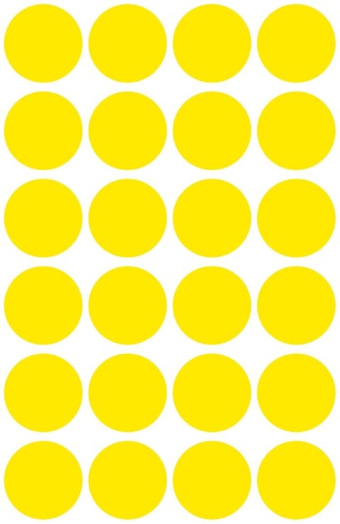 Kółka do zaznaczania śr. 18 mm, żółte etykiety papierowe, etykiety okrągłe z trwałym klejem, etykiety do oznaczenia 96 etyk. / o