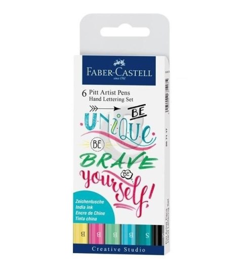 ZESTAW PITT ARTIST PEN HANDLETTERING 6 SZT. W ETUI, ODCIENIE PASTELOWE FABER-CASTELL 267116 FC SALE