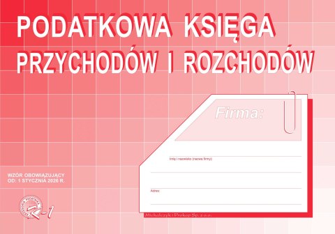 Nowy Wzór K-1 Podatkowa księga przychodów i rozchodów A4 48 stron MICHALCZYK I PROKOP