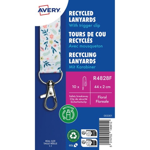 Smycze z recyklingowanego PET, 10 szt., 20 _ 440 mm, wzór kwiatowy, R4828F