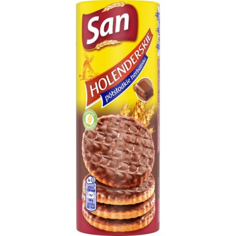 Herbatniki holenderskie SAN, półsłodkie, w czekoladzie, 170g