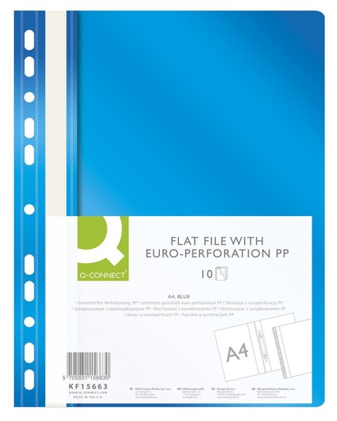 Skoroszyt Q-CONNECT, PP, A4, standard, 120/170mikr., wpinany, niebieski KF15663