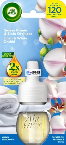 AIR WICK odświeżacz Elektryczny wkład 19 ml Świeże Pranie i Biała Orchidea wkład 18222