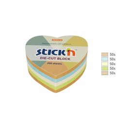 Notes serce, 64x67mm, mix 5 kol. pastel+recykling 250kart. Sticknulln 21837