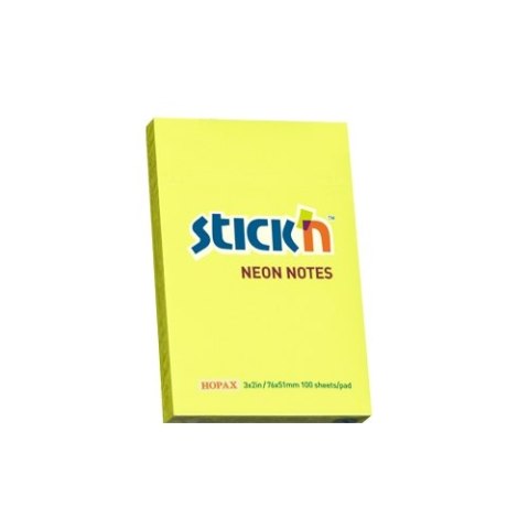 Bloczek STICK N 76x51mm żółty neon 100k 21132