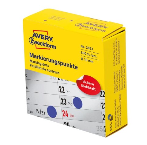 Kółka do zaznaczania w dyspenserze śr.10mm, niebieskie etykiety papierowe, etykiety okrągłe z trwałym klejem, etykiety do oznacz