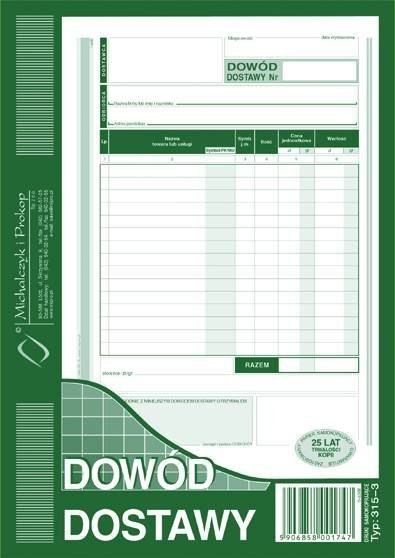 Dowód dostawy A5, 80 kartek wielokopia, 10-315-3 DOTTS