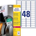 Etykiety foliowe 45,7 x 21,2 mm, białe etykiety wodoodporne z trwałym klejem, wytrzymałe etykiety przemysłowe 10 ark. / op., Ave