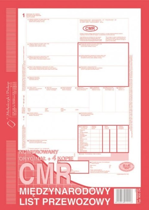 Numerowany międzynarodowy list przewozowy CMR, (1+4) A4 80 kartek, 10-800-2N DOTTS