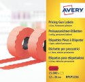 Etykiety cenowe w rolce do metkownicy jednorzędowej, trwałe, 1500 etyk./rolka, 10 rolek/op., 12 x 26 mm, czerwone, Avery RPLP122
