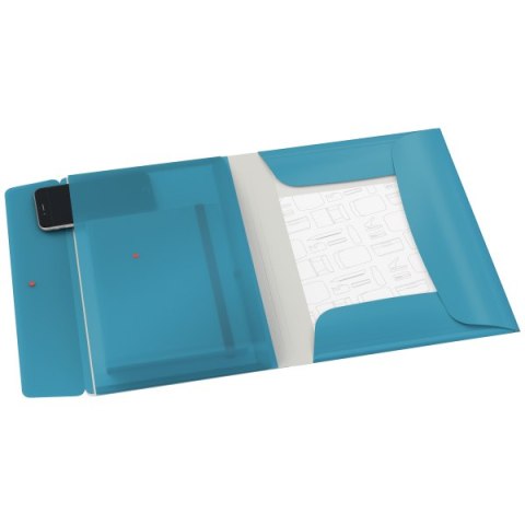 Teczka z gumką i kieszonką Leitz Cosy, PP, niebieska 46190061 .