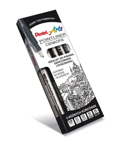Cienkopis kalibrowany POINTLINER czarny 5 szt. S20P-ST5PL PENTEL .