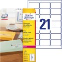 Etykiety adresowe 63,5 x 38,1 mm, etykiety przezroczyste, etykiety foliowe 25 ark. / op., Avery L7560-25