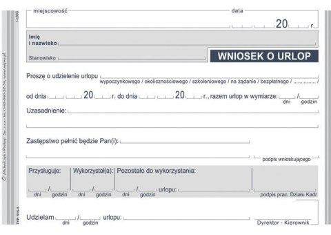 Wniosek o urlop, A6 40 kartek, 10-515-5 DOTTS