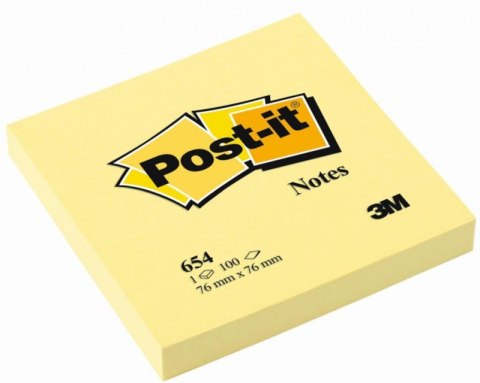 Bloczek_samoprzylepny POST-IT (654), 76x76mm, 1x100 kart., żółty