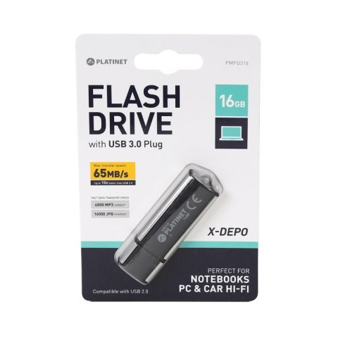 Pamięć Pendrive USB 3.0 X-Depo 16GB czarny Platinet PMFU316