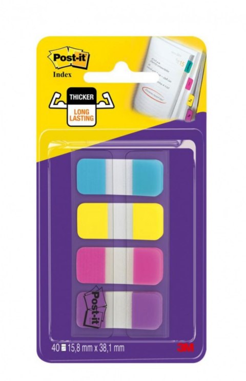 Zakładki indeksujące POST-IT do archiwizacji (676-AYPV), PP, silne, 16x38mm, 4x10 szt., mix kolorów