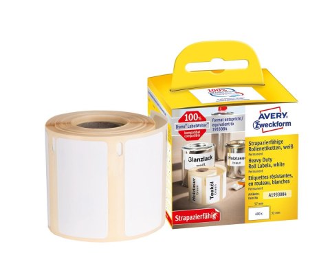 Etykiety na rolce, etykiety foliowe 32 x 57 mm, etykiety do termodruku, białe etykiety wodoodporne, etykiety na znaki BHP, 400 e