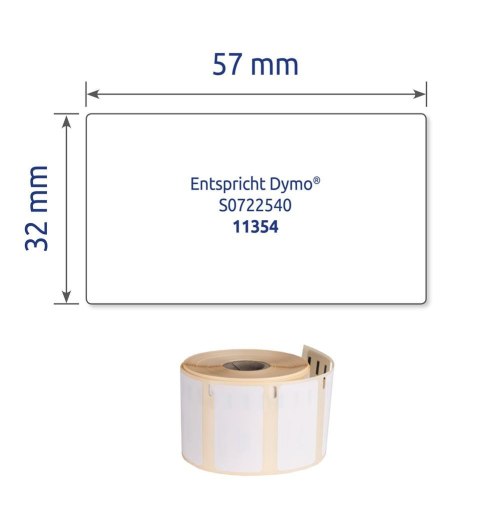 Etykiety na rolce, usuwalne etykiety papierowe 32 x 57 mm, etykiety do termodruku, białe etykiety samoprzylepne, 500 etyk. / 1 r