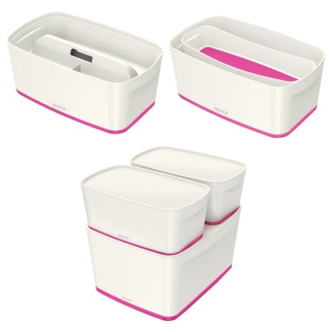 Pojemnik MyBOX mały z pokrywką biało-różowy LEITZ 52291023 .