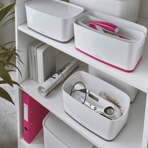 Pojemnik MyBOX mały z pokrywką biało-różowy LEITZ 52291023 .