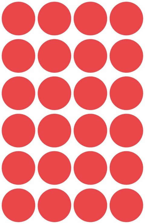 Kółka do zaznaczania śr. 18 mm, czerwone etykiety papierowe, etykiety okrągłe z trwałym klejem, etykiety do oznaczenia 96 etyk. 