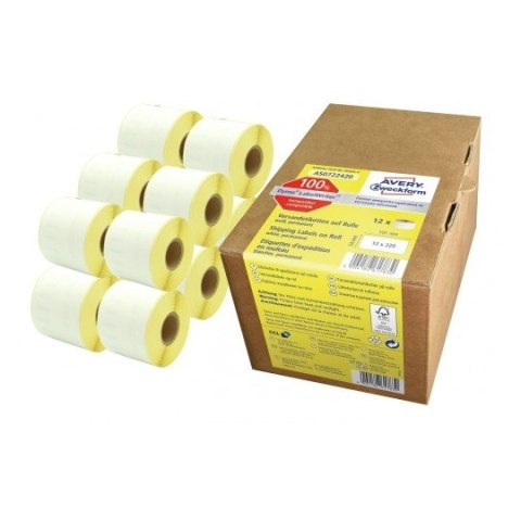 Etykiety na rolce, etykiety na paczki 54x101 mm, etykiety do termodruku, etykiety papierowe, etykiety kurierskie 2640 etyk / 12 