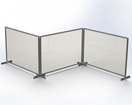 Osłona ochronna szyba pleksi w ramie aluminiowej, metalowa podstawa srebrna 60x65 SALE