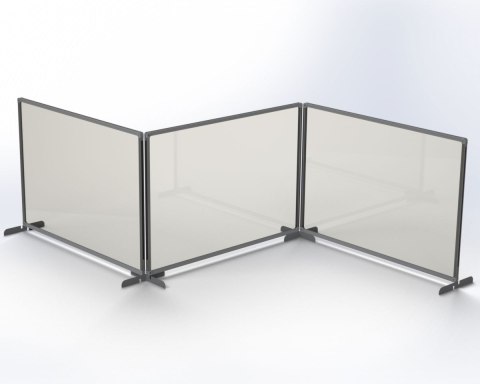 Osłona ochronna szyba pleksi w ramie aluminiowej, metalowa podstawa srebrna 60x65 SALE