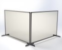 Osłona ochronna szyba pleksi w ramie aluminiowej, metalowa podstawa srebrna 60x65 SALE