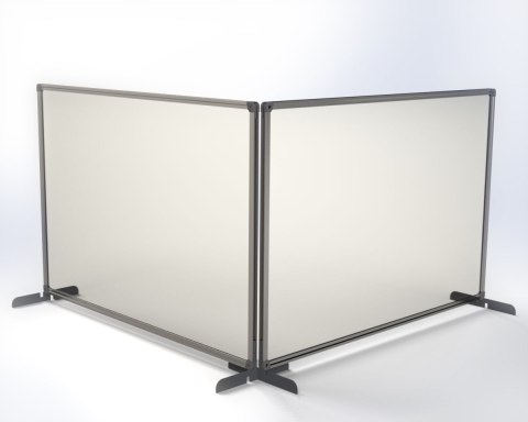 Osłona ochronna szyba pleksi w ramie aluminiowej, metalowa podstawa srebrna 60x65 SALE