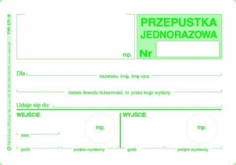 571-9 PJ Przepustka jednorazowa A7 (80 MICHALCZYK I PROKOP )