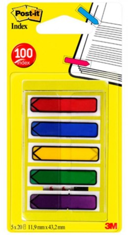 Zakładki indeksujące POST-IT (684-ARR1), PP, 12x43mm, strzałka, 5x20 kart., mix kolorów
