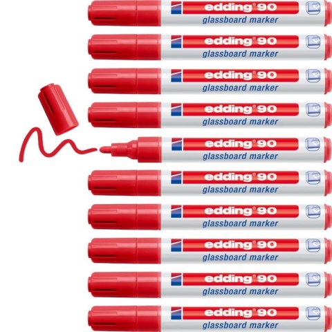 Marker do tablic szklanych czerwony Edding 90/002/CZ suchościeralny SALE