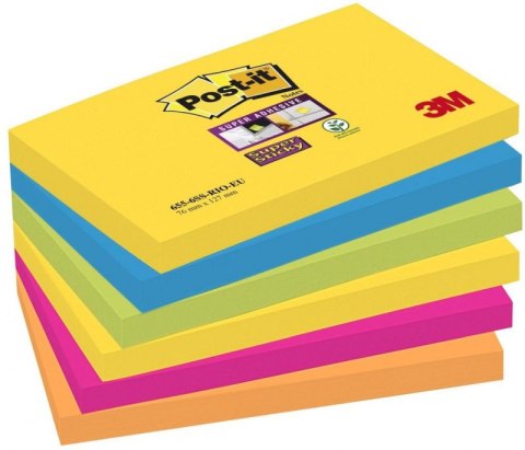 Nowy indeks blk0041011 Bloczek samoprzylepny POST-IT Super sticky (655-6SS-RIO), 127x76mm, 6x90 kart., paleta Rio de Janeiro
