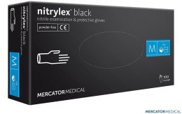 Rękawice nitrylowe bezpudrowe diagnostyczne MERCATOR, nitrylex black, (100 szt.), rozmiar S, czarne