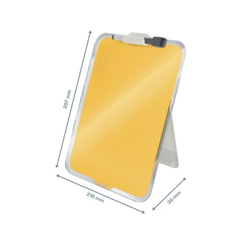 Szklana tabliczka na biurko Leitz Cosy, żółty 39470019 .