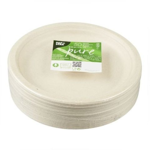 Talerz z trzciny cukrowej 26cm, biały, op. 50 szt. 29273